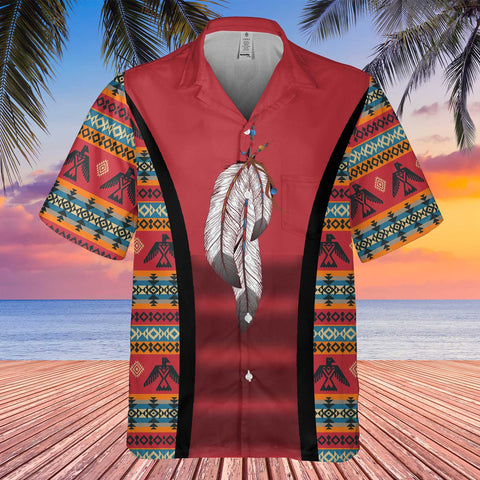 GB-HW0011469 Feather Native American Hawaiian Shirt 3D