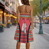 GB-HW0011469 Feather Native American Women Spaghetti Strap Dress
