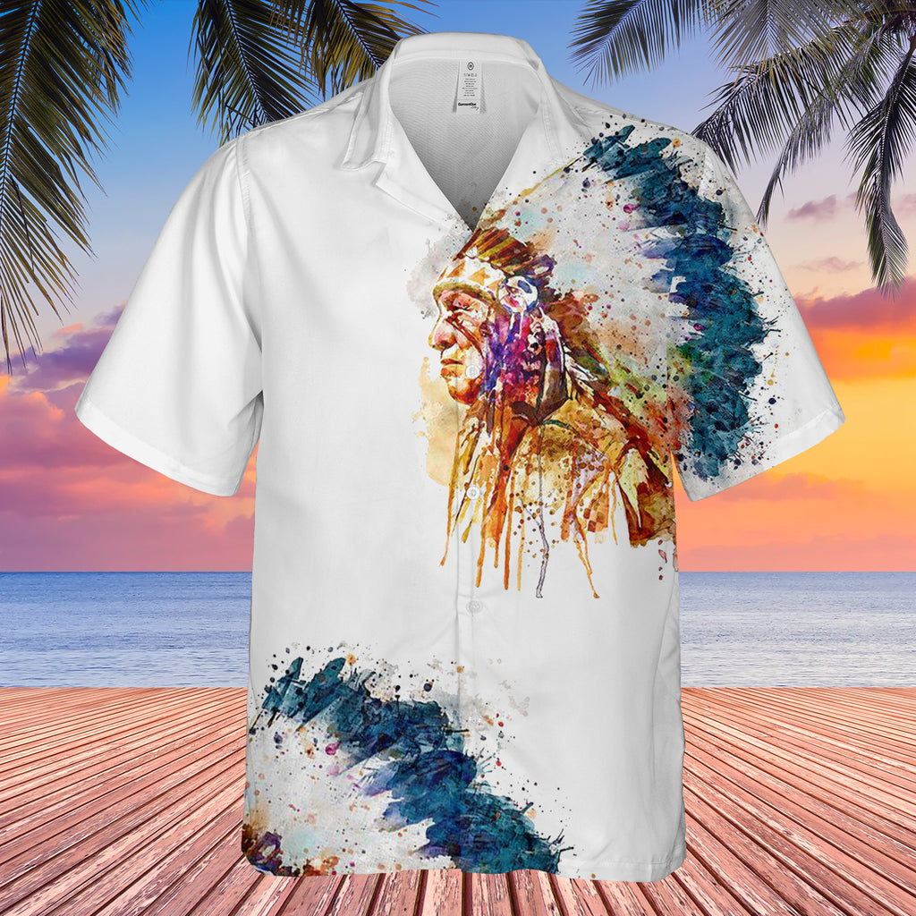 GB-HW0011475 Chief Native American Hawaiian Shirt 3D