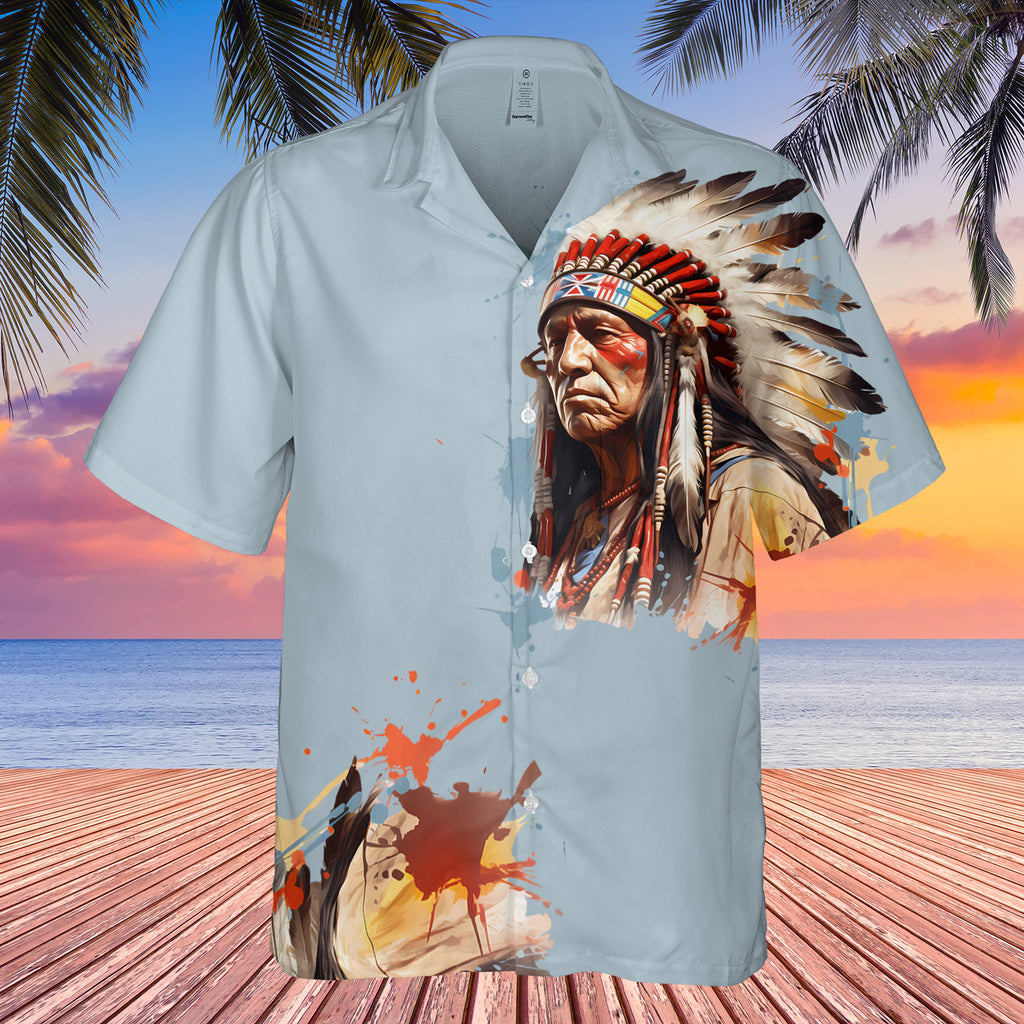 GB-HW0011477 Chief Native American Hawaiian Shirt 3D