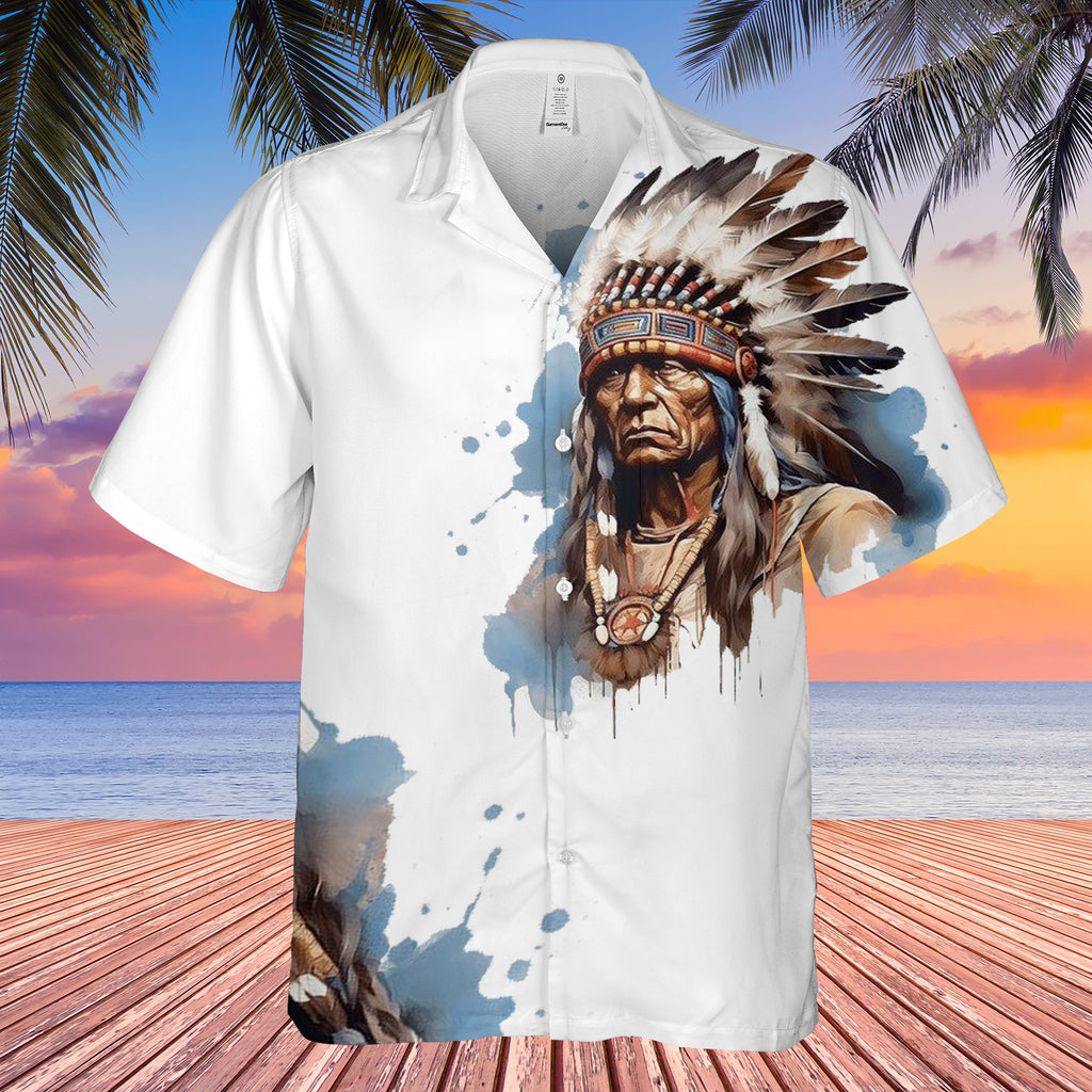 GB-HW0011478 Chief Native American Hawaiian Shirt 3D