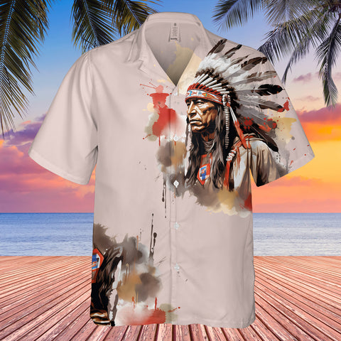 GB-HW0011480 Chief Native American Hawaiian Shirt 3D