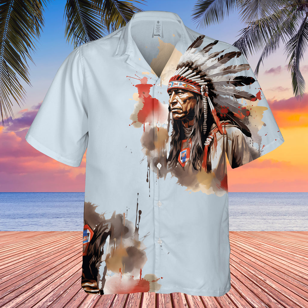 GB-HW0011481 Chief Native American Hawaiian Shirt 3D