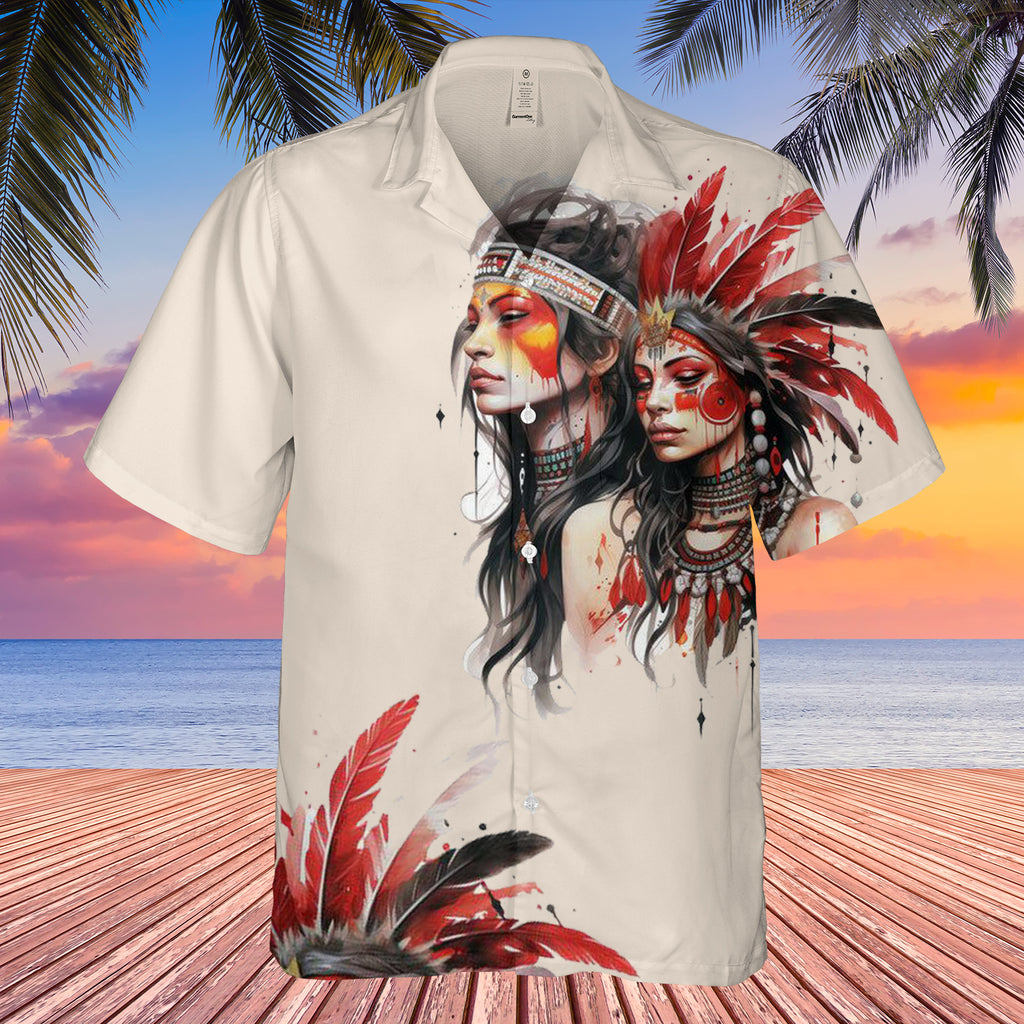 GB-HW0011482 Girl Native American Hawaiian Shirt 3D