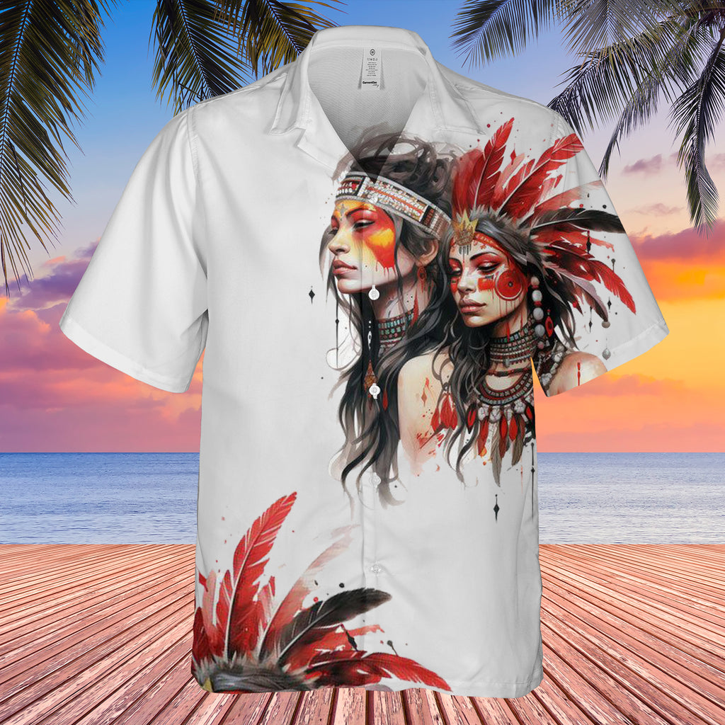 GB-HW0011483 Girl Native American Hawaiian Shirt 3D