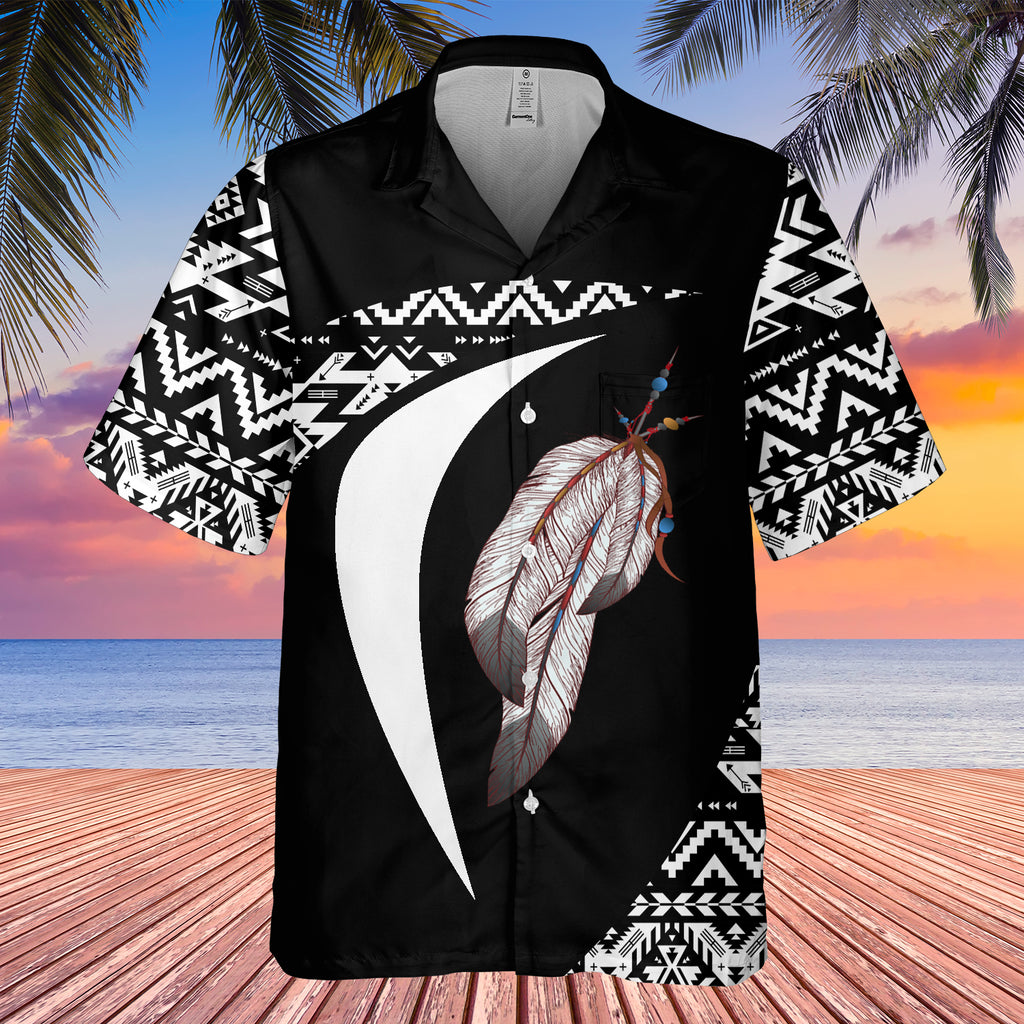 GB-HW0011490 Feather Native American Hawaiian Shirt 3D