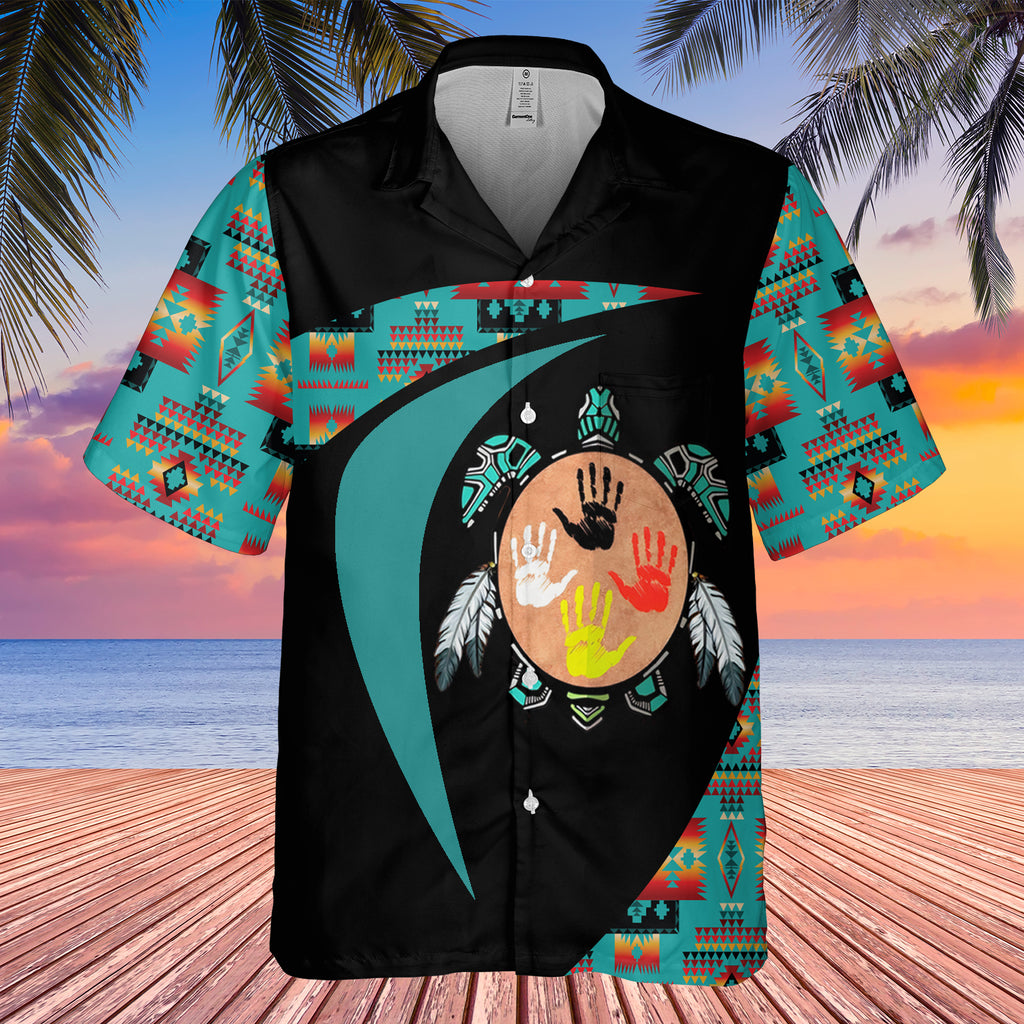 GB-HW0011492 Turtle Symbol  Native American Hawaiian Shirt 3D