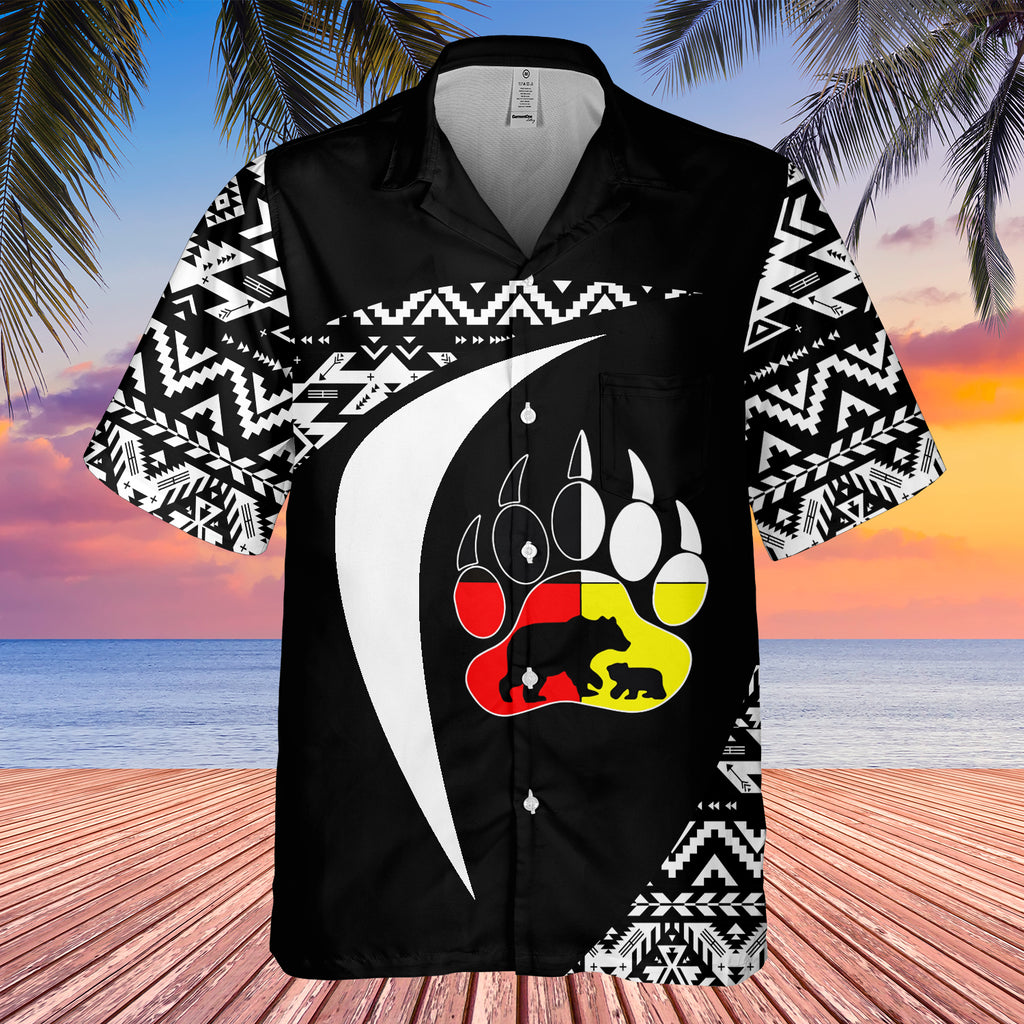 GB-HW0011494 Bear Symbol  Native American Hawaiian Shirt 3D