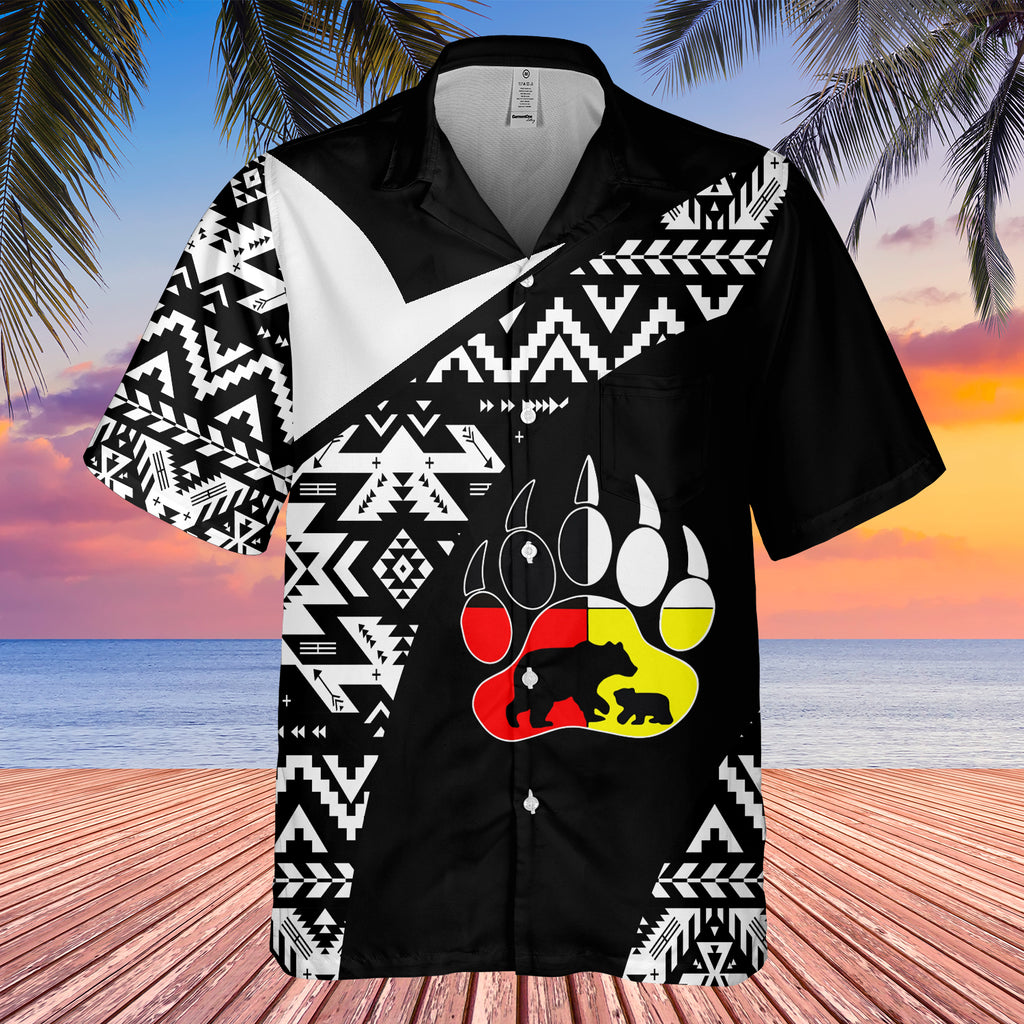 GB-HW0011504 Bear Symbol  Native American Hawaiian Shirt 3D