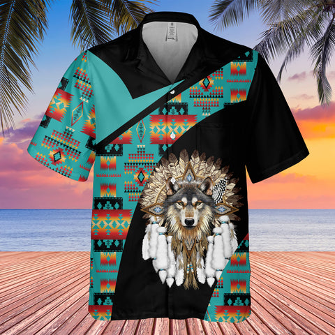 GB-HW0011508 Wolf Symbol  Native American Hawaiian Shirt 3D