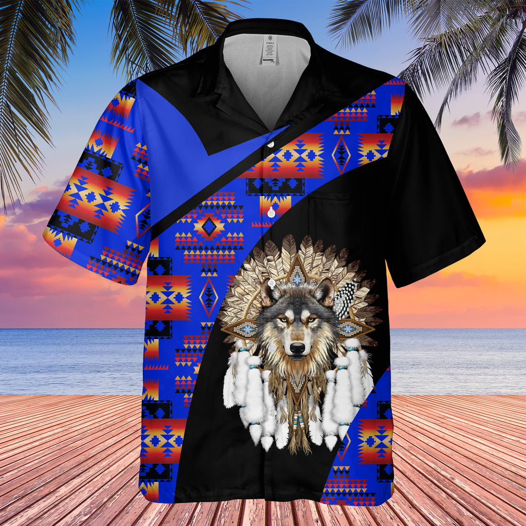 GB-HW0011509 Wolf Symbol  Native American Hawaiian Shirt 3D