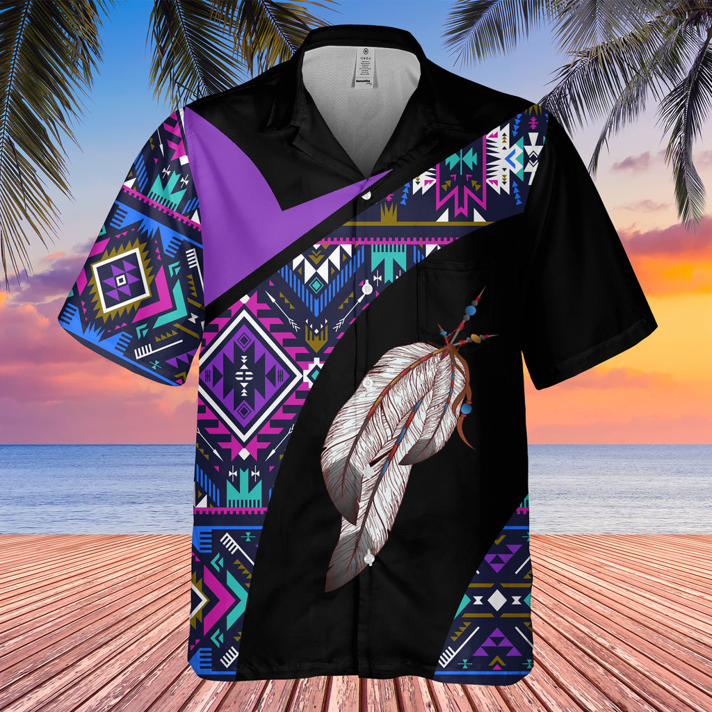 GB-HW0011510 Feather Native American Hawaiian Shirt 3D