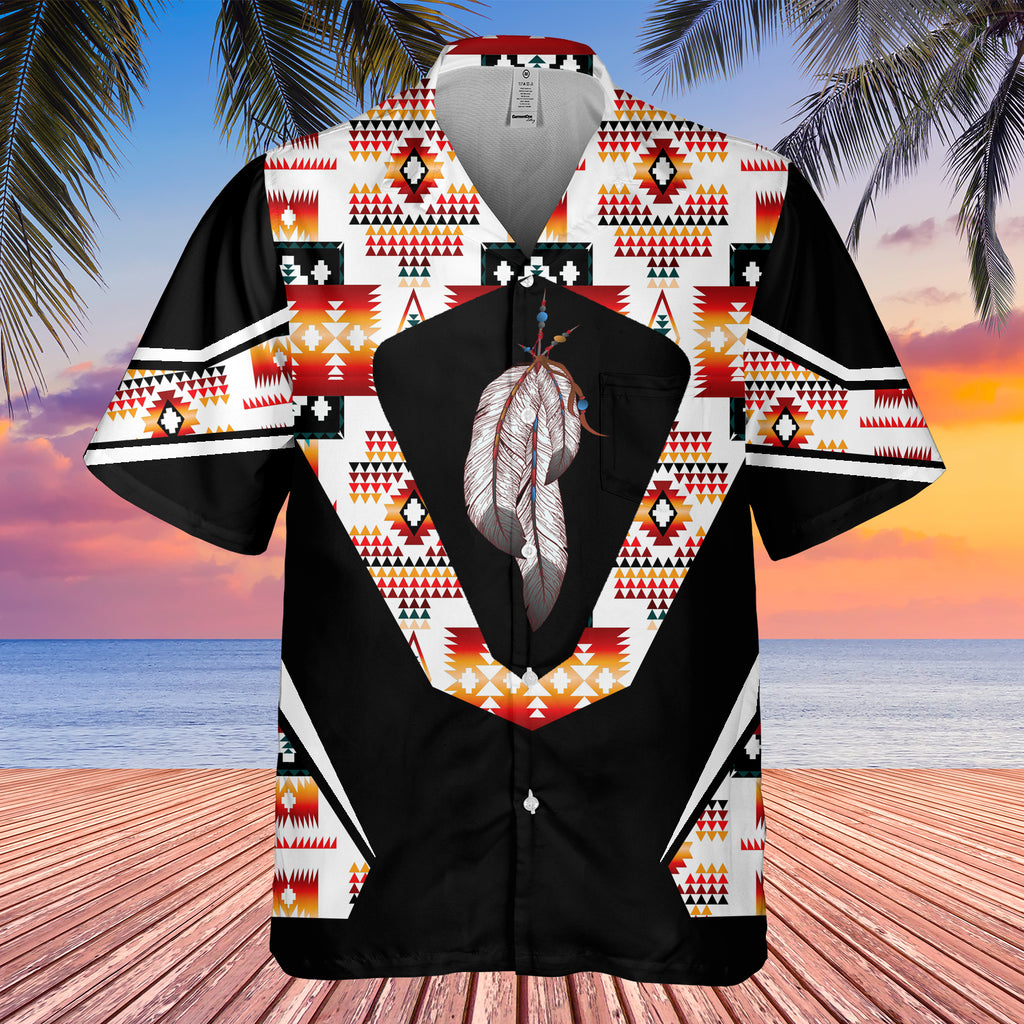 GB-HW0011533  Feather Native American Hawaiian Shirt 3D