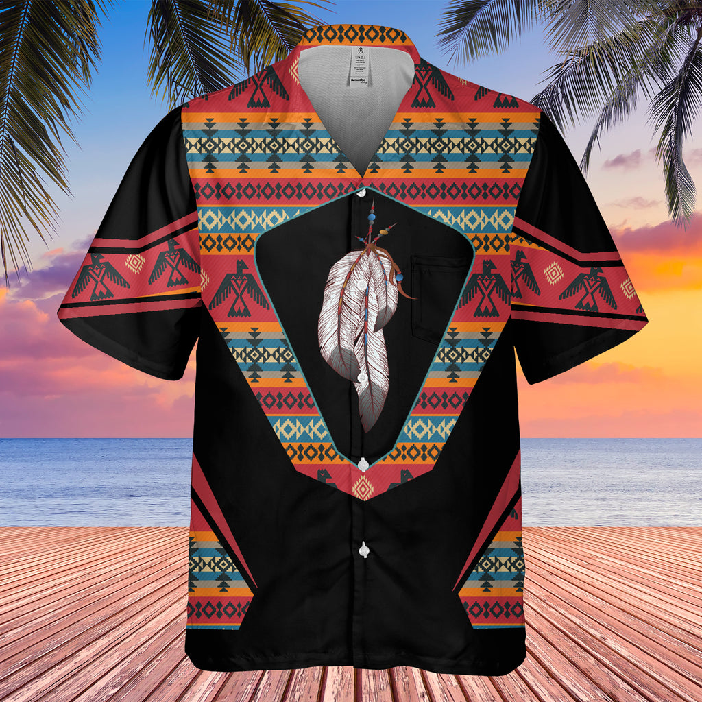 GB-HW0011537 Feather Native American Hawaiian Shirt 3D