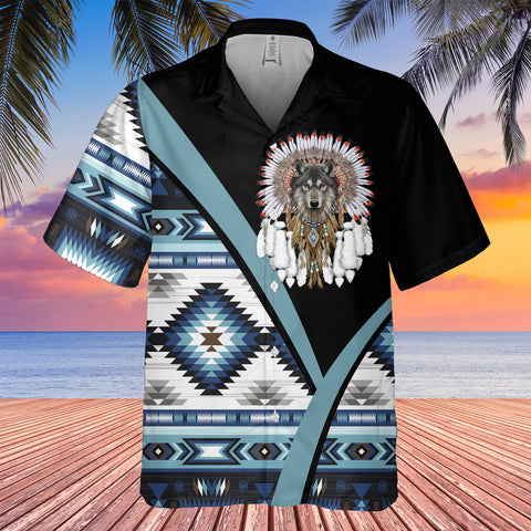 GB-HW0011542 Wolf  Native American Hawaiian Shirt 3D