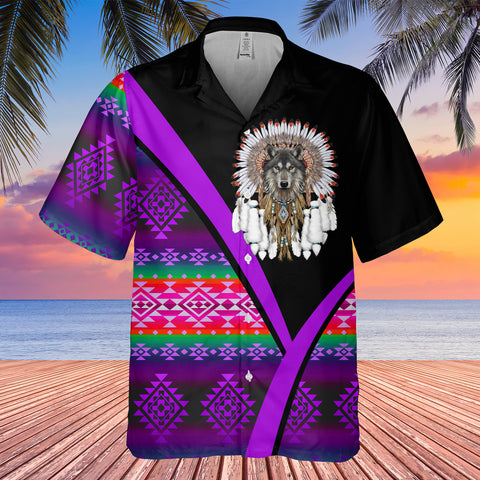 GB-HW0011543 Wolf  Native American Hawaiian Shirt 3D