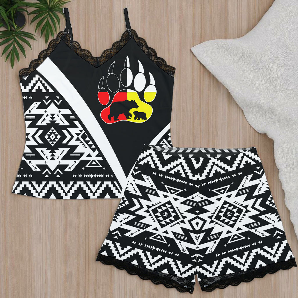 GB-HW0011546 Native American Women Cami Home Suit With Lace Edge