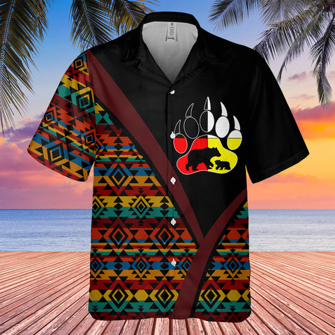 GB-HW0011553 Bear Native American Hawaiian Shirt 3D