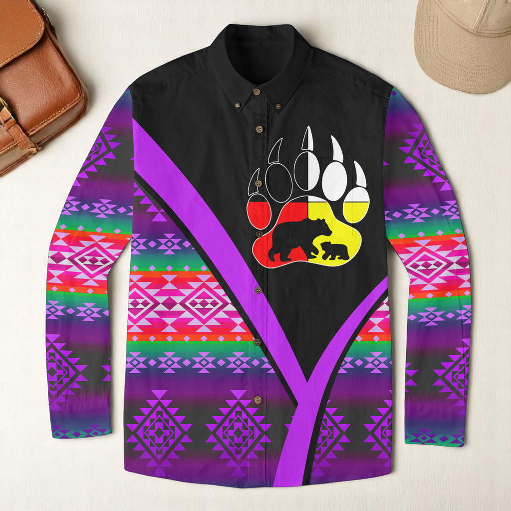 GB-HW0011554 Native American Men Casual Lapel Long Sleeve Shirt