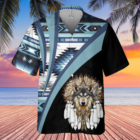 GB-HW0011566 Wolf Native American Hawaiian Shirt 3D