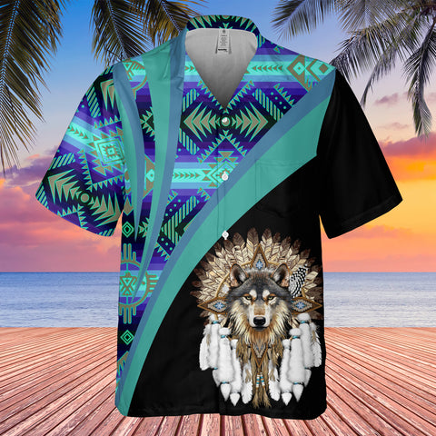 GB-HW0011567 Wolf Native American Hawaiian Shirt 3D