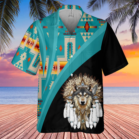 GB-HW0011568 Wolf Native American Hawaiian Shirt 3D