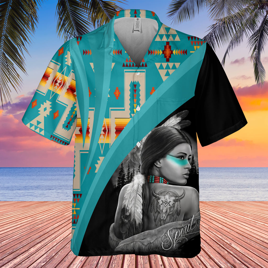 GB-HW0011570 Girl Native American Hawaiian Shirt 3D