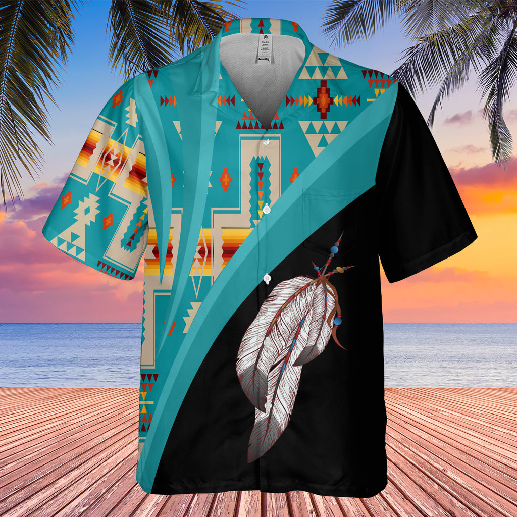 GB-HW0011573 Feather Native American Hawaiian Shirt 3D