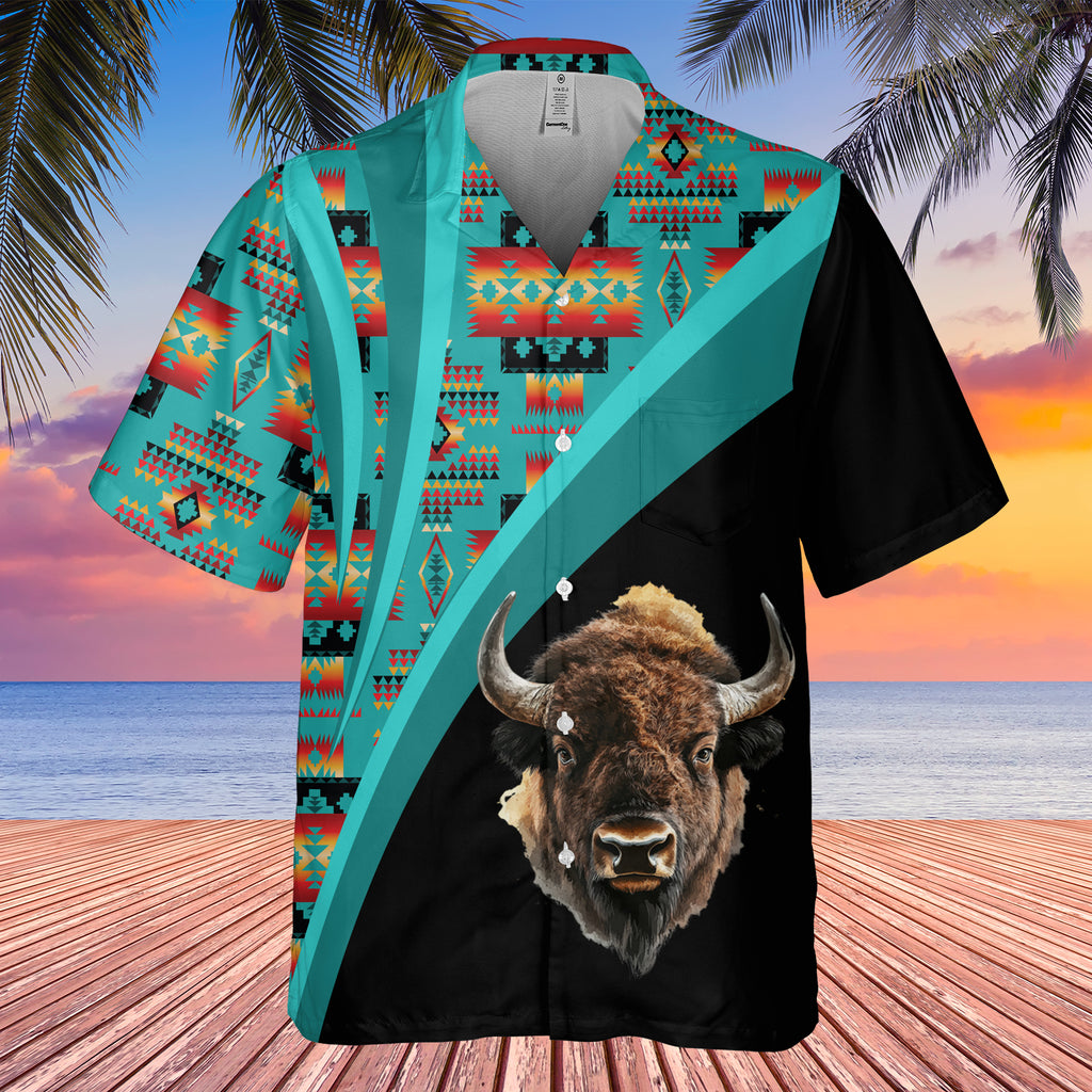 GB-HW0011575 Bison Native American Hawaiian Shirt 3D