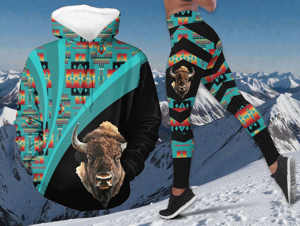 GB-HW0011575 Bison Native American Hoodie Leggings Set