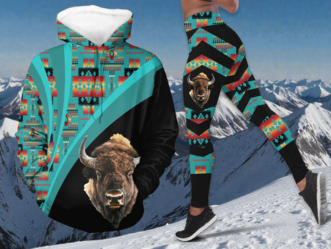 GB-HW0011575 Bison Native American Hoodie Leggings Set