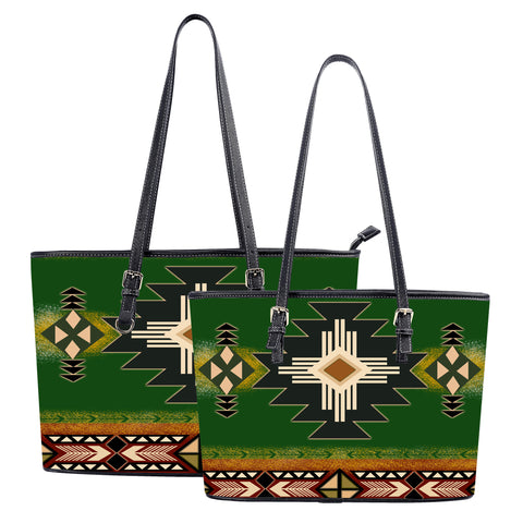 GB-NAT0001-01 Southwest Green Symbol  Native American Leather Handbag