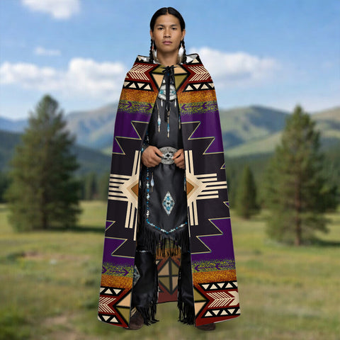 GB-NAT0001-04 Native American AOP Unisex Hooded Cloak for Kids and Adults