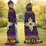 GB-NAT0001-04 Native American AOP Unisex Hooded Cloak for Kids and Adults