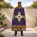 GB-NAT0001-04 Native American AOP Unisex Hooded Cloak for Kids and Adults
