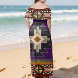 GB-NAT0001-04 Native American Off Shoulder Ruffle Maxi Dress