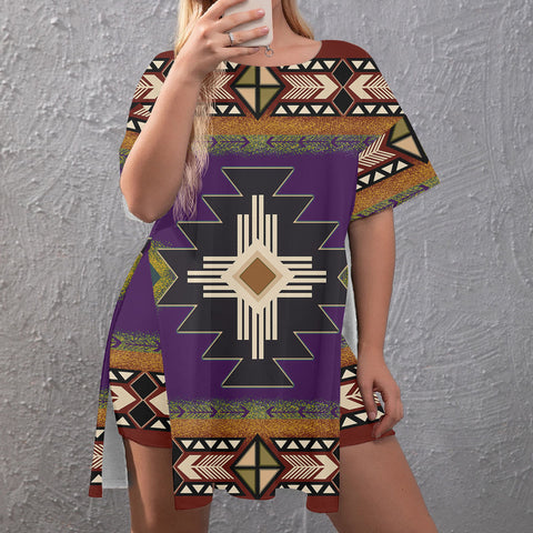 GB-NAT0001-04 Native American Side Split Top and Shorts Set - Plus Size