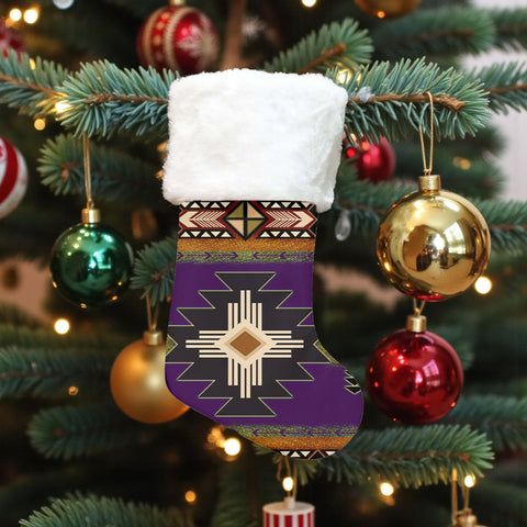 GB-NAT0001-04 Native American Single Christmas Sock With Plush Cuff