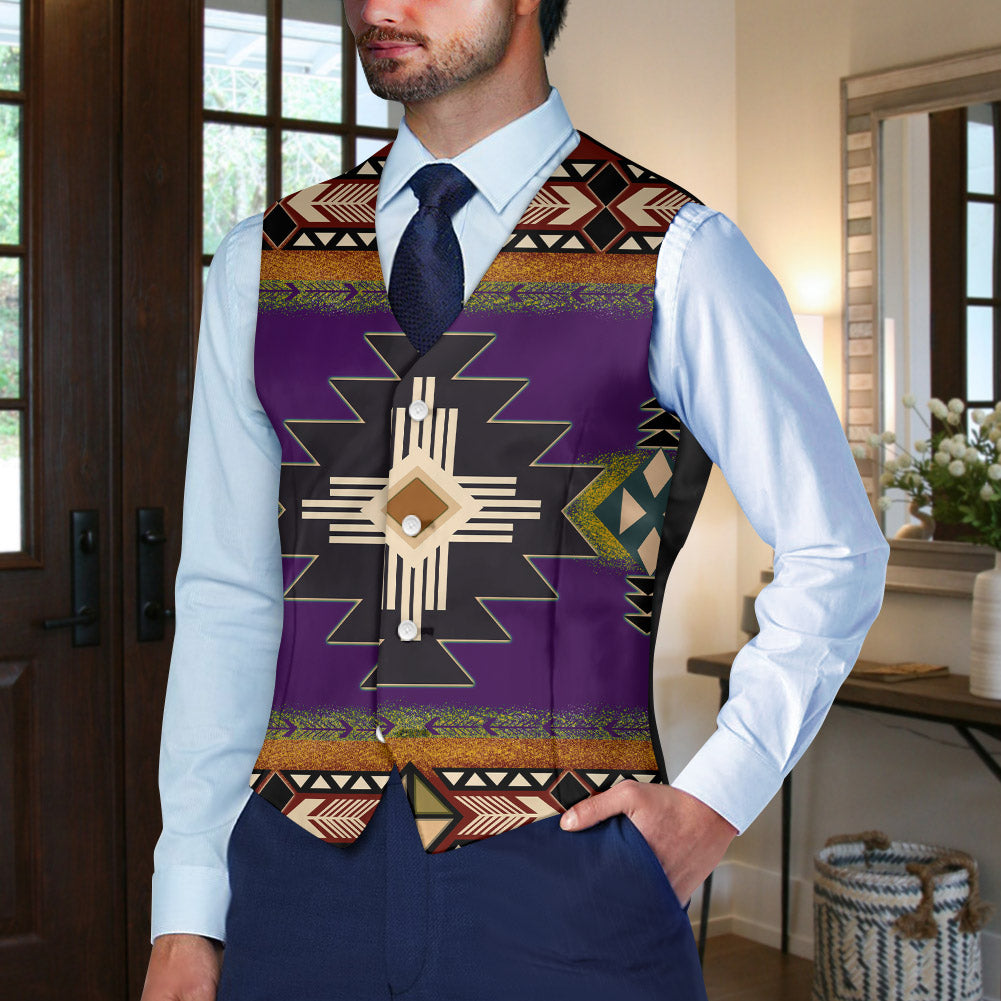 GB-NAT0001-04 Native American Suit Vest Jacket Print One Side Front