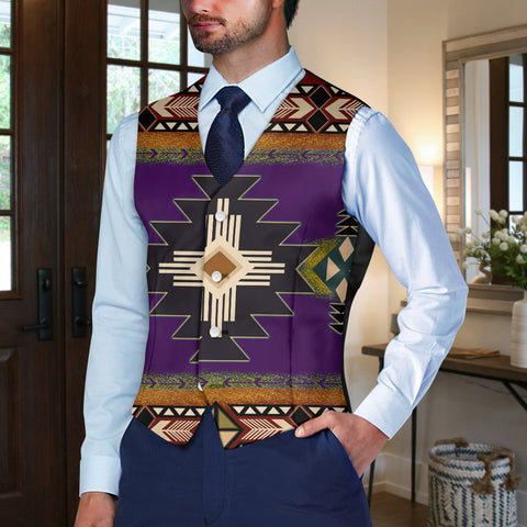 GB-NAT0001-04 Native American Suit Vest Jacket Print One Side Front