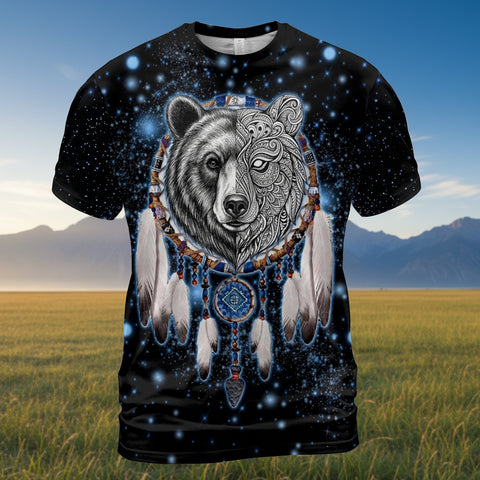 GB-NAT00010-02v3 Bear Dreamcatcher Native American 3D T-shirt