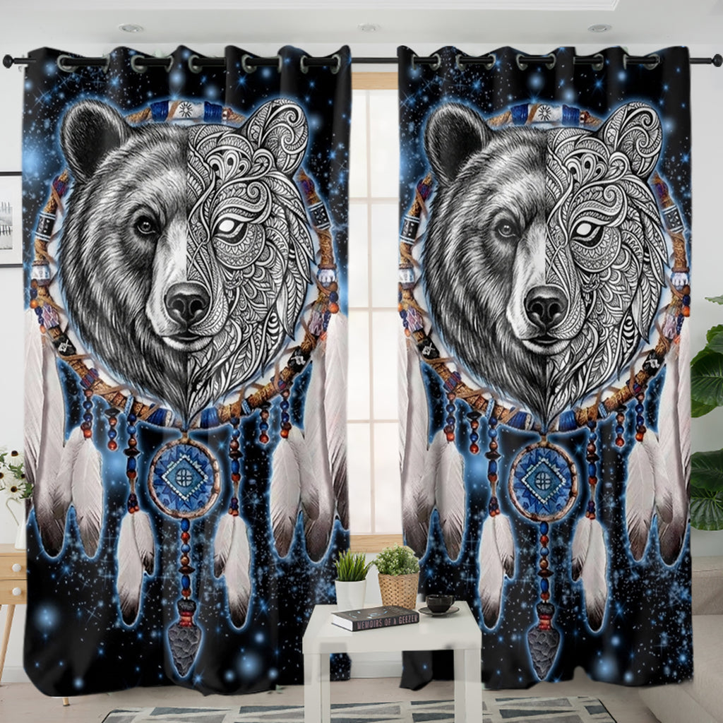 GB-NAT00010-02v3 Bear Dreamcatcher Native American Living Room Curtain