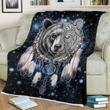 GB-NAT00010-02v3 Dreamcatcher Bear Native American Fleece Blanket