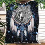 GB-NAT00010-02v3 Dreamcatcher Bear Native American Fleece Blanket