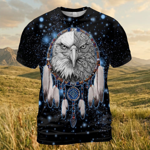 GB-NAT00010-02v4 Eagle Dreamcatcher Native American 3D T-shirt