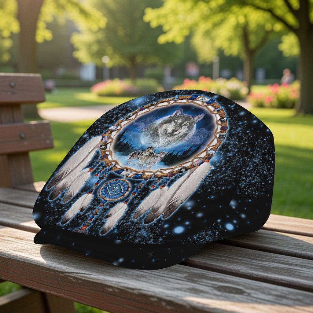 GB-NAT00010 Dreamcatcher Wolf Native American Jeff Cap