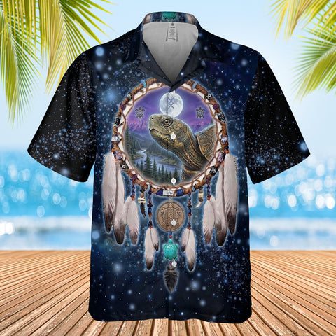GB-NAT00010v5 Tribe Turtle Dreamcatcher Native American Hawaiian Shirt 3D