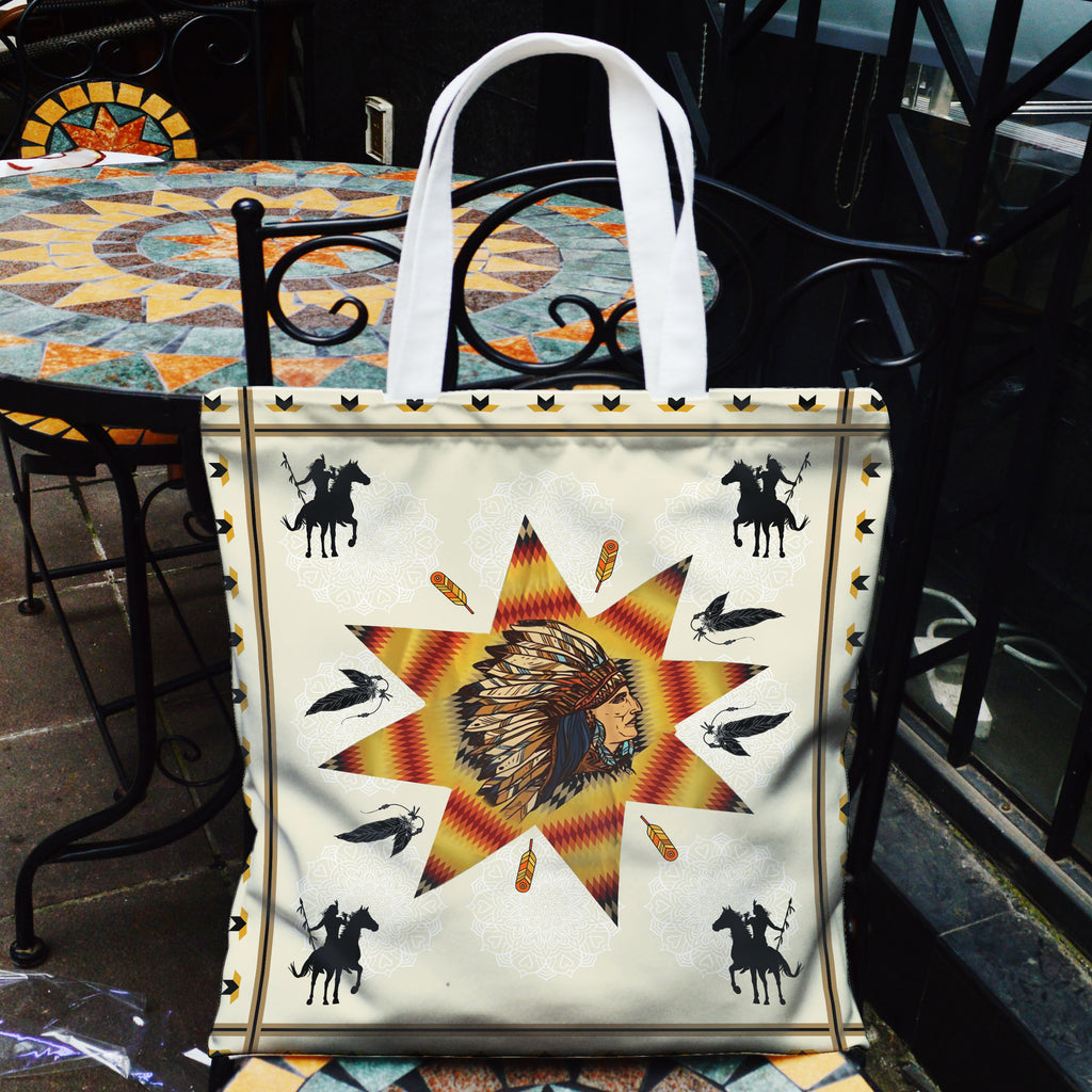 GB-NAT00011-01 Tribe Chief & Warriors Native American Pocket Canvas Bag