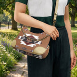 GB-NAT00012 Brown Native American PU Leather Chain Shoulder Bag