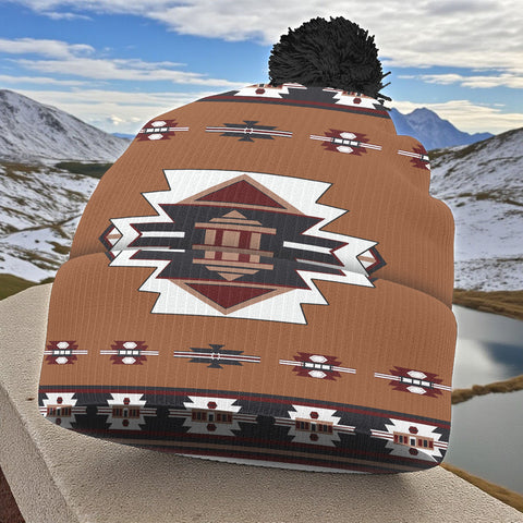 GB-NAT00012 Native American Knitted Hat With Pom-Pom